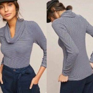 Anthropologie Pure + Good Striped Cowl Turtleneck